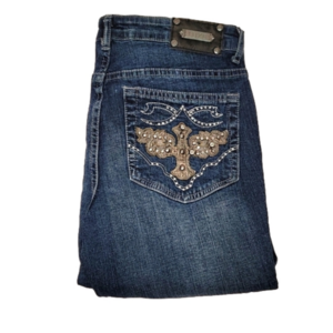 TRU LUXE jeans cross bling on back pockets size 27/4
